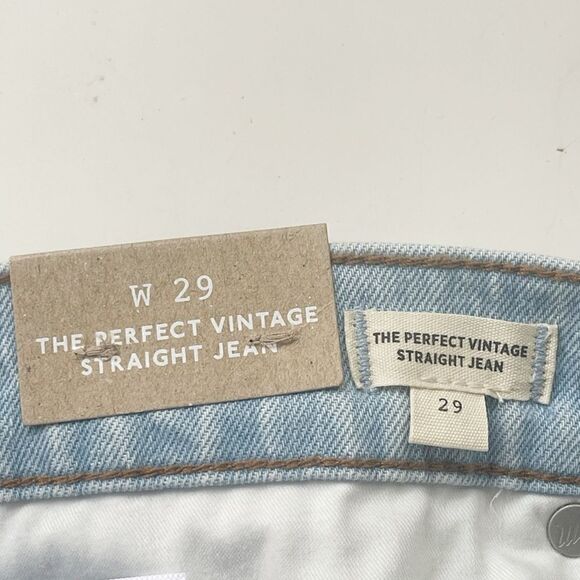 Madewell The Perfect Vintage Straight Jean in Danby light blue Wash rips NWT 29 - Picture 6 of 9